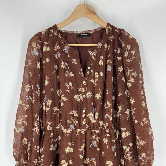 Madewell Norma Rae Dress Size Small Floral Print Long Sleeve Mini Cottagecore - Picture 2 of 10
